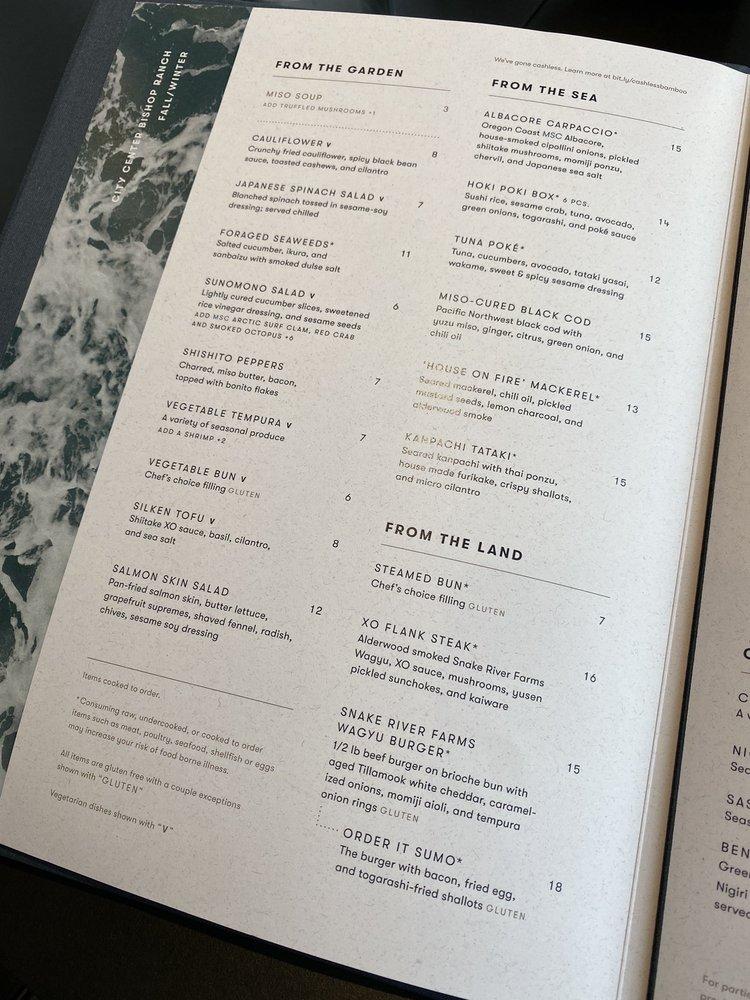Carta del restaurante Bamboo Sushi, San Ramon, Bollinger Canyon Rd 2201