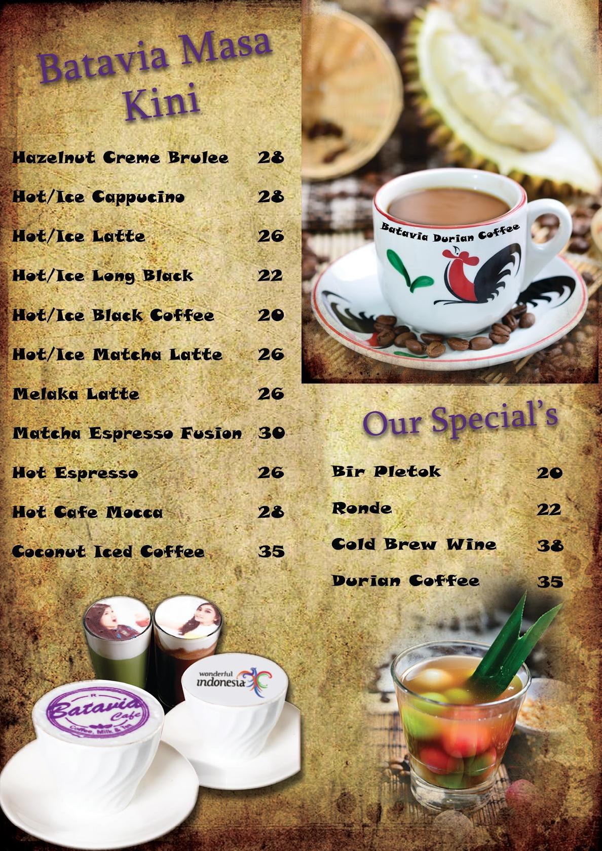 Menu At Batavia Cafe Ancol, Jakarta, Taman Impian Jaya