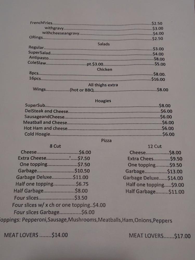 Menu at Rut's Cafe, Mahanoy City