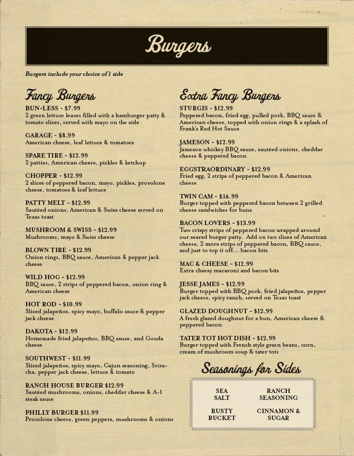 Menu at Iron Horse Saloon & Restaurant, Sturgis