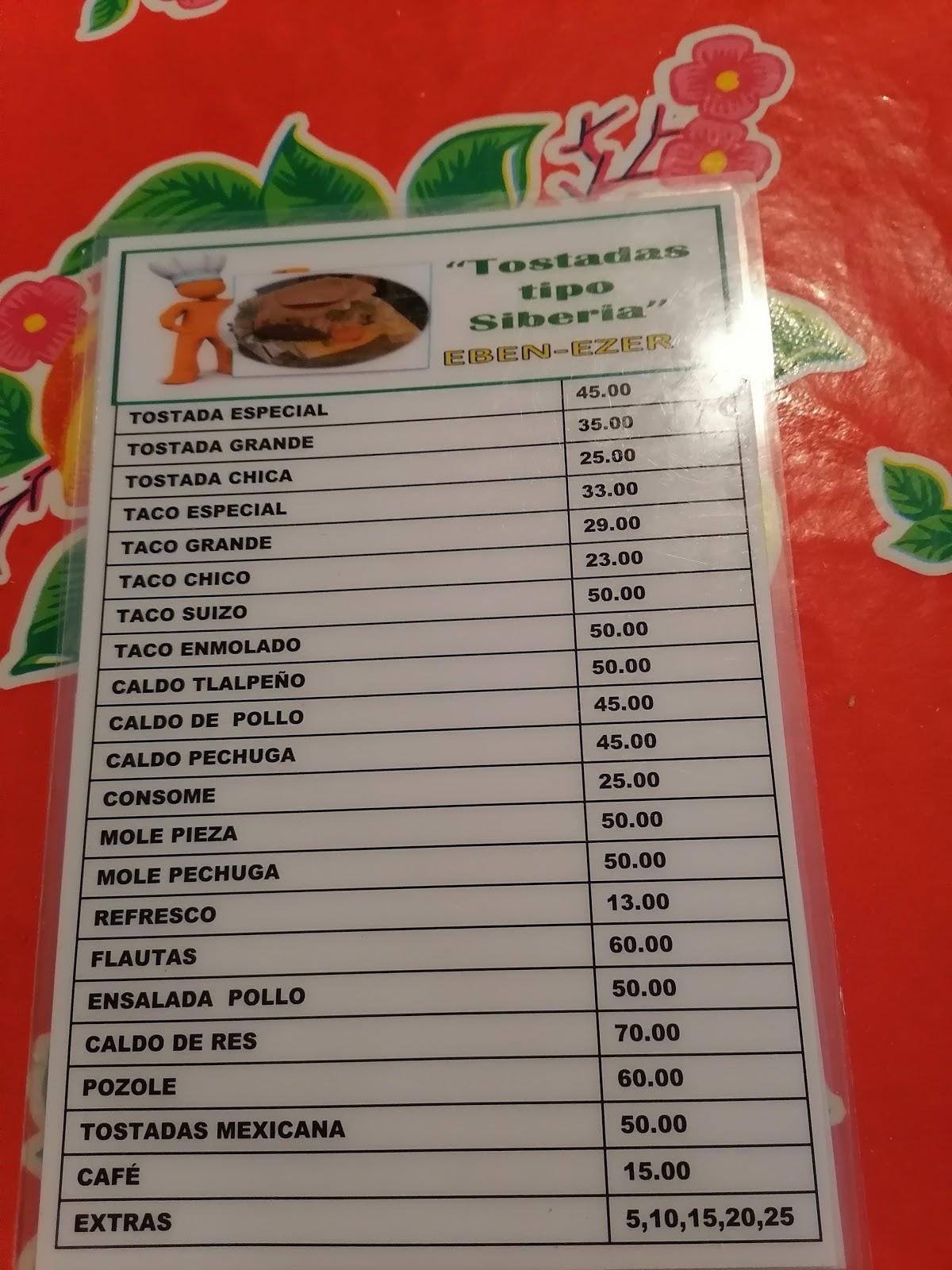 Carta Del Restaurante Tacos Y Tostadas Eben Ezer Monterrey