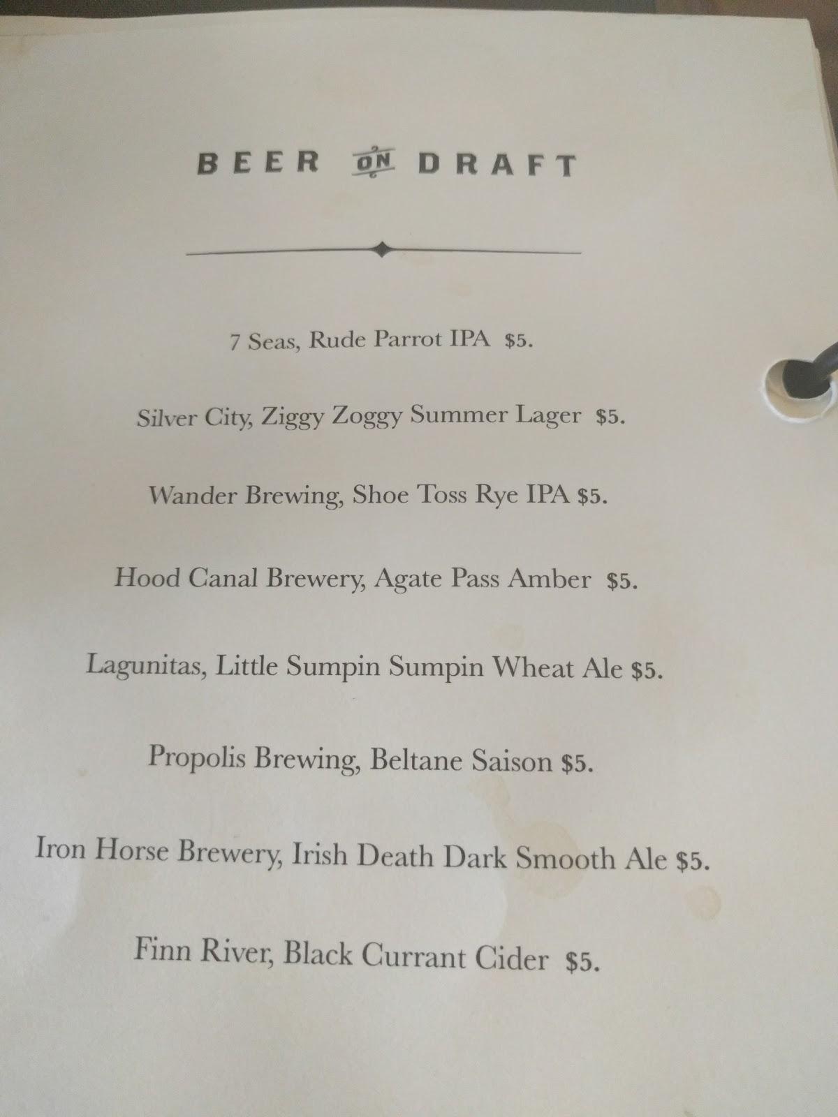 Menu at The Guardhouse pub & bar, Port Townsend, 300 Eisenhower Ave