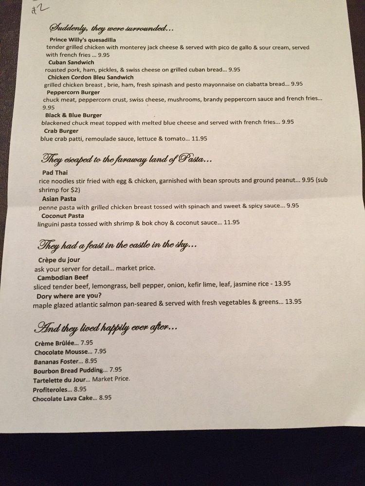 Menu at The Chef and the Frog restaurant, Whiteville