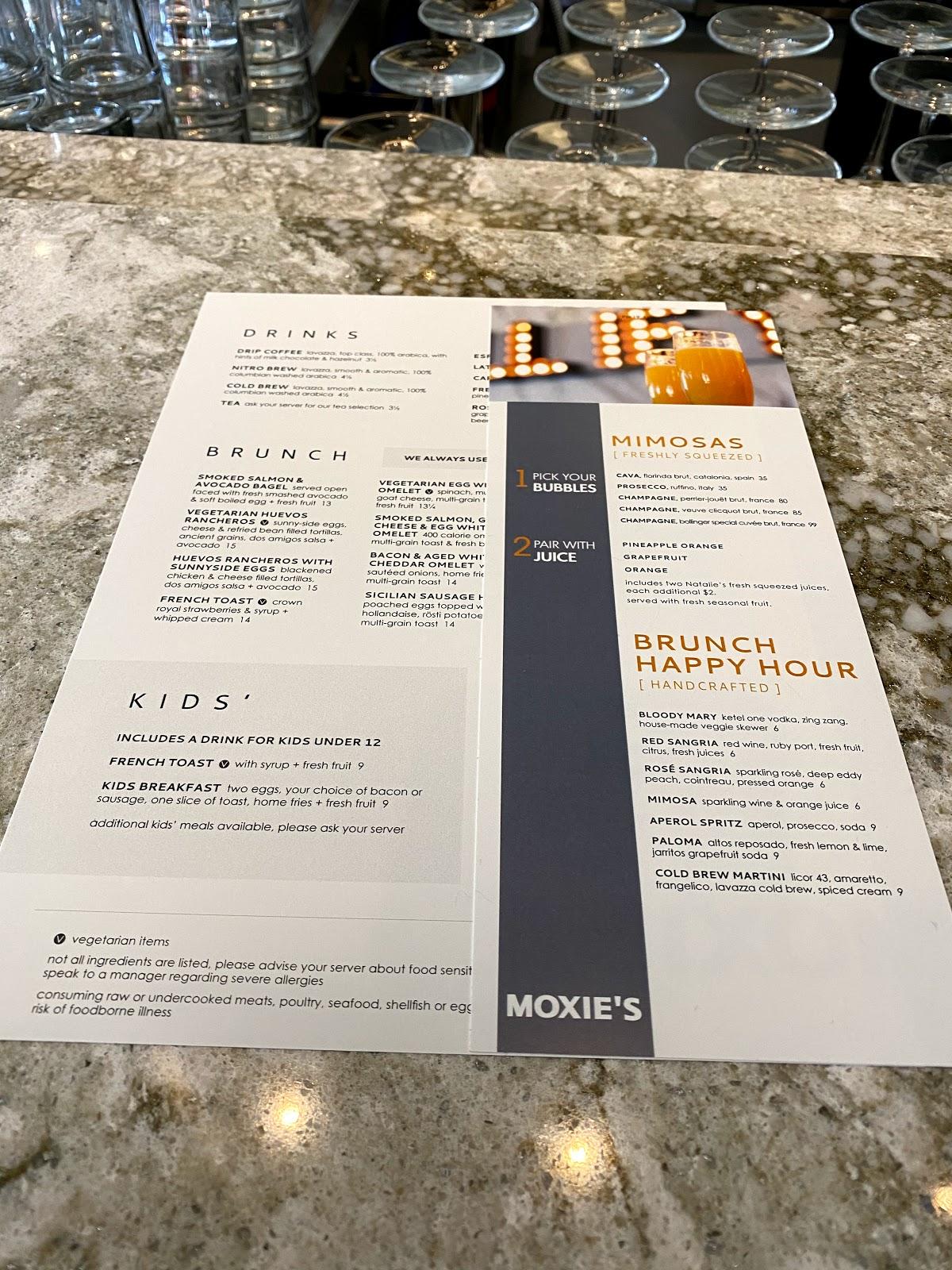 Menu at Moxies Miami Restaurant, Miami