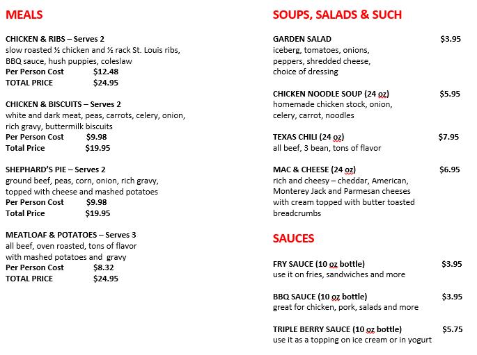 Menu at St. Croix Snack Shack restaurant, Calais