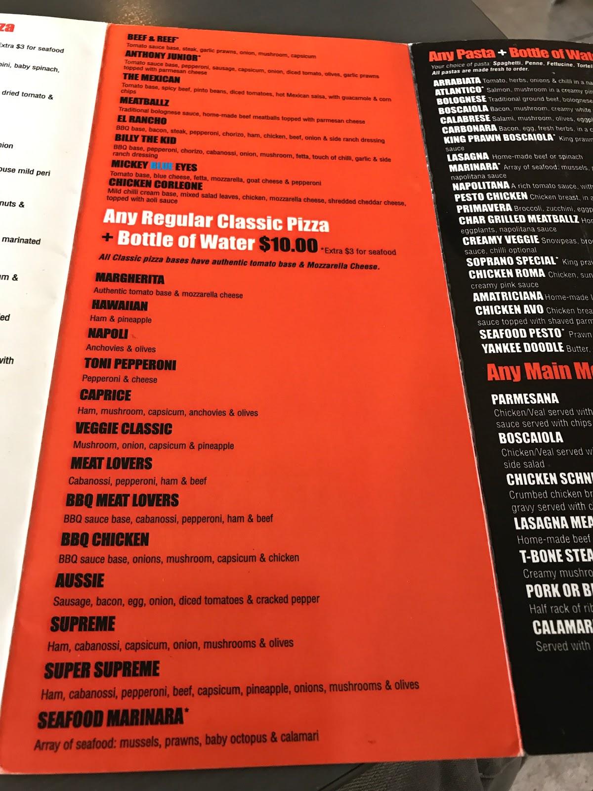 Menu at Sopranos Gourmet Pizza Pasta & Kebab pizzeria, Rosehill