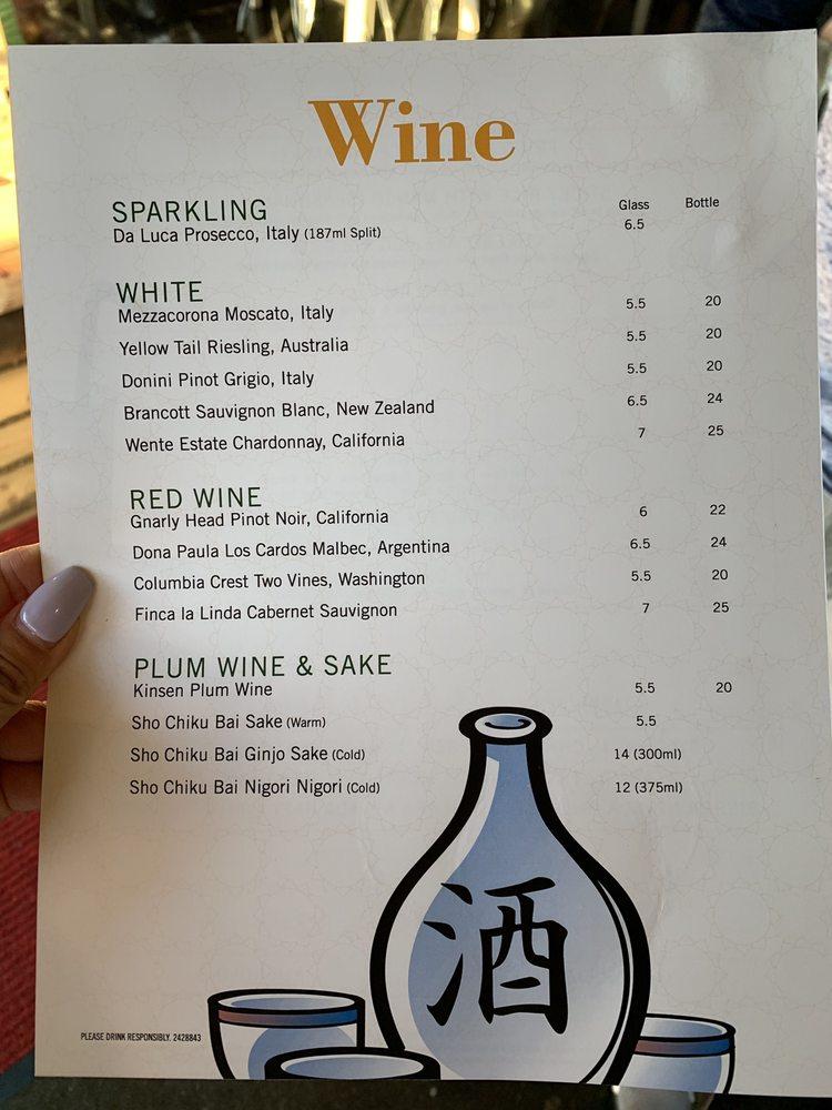 Menu at Sirin Thai SC restaurant, Greenville