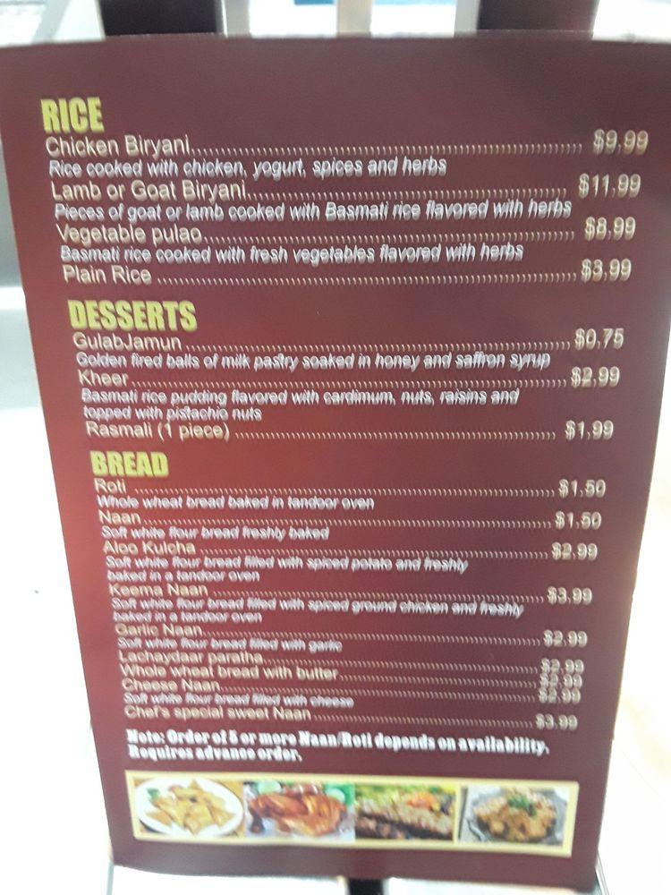 Menu at Karam Restaurant, Schenectady