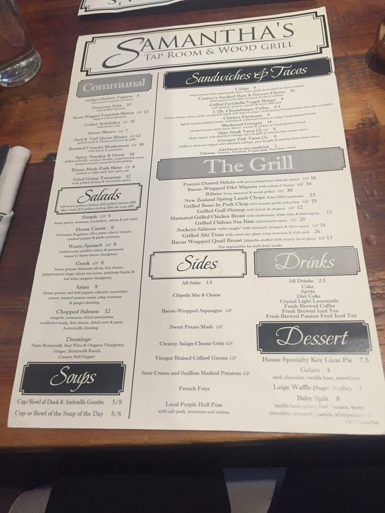 Menu At Samanthas Tap Room And Wood Grill Pub And Bar Little Rock