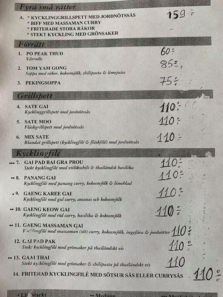 Menu at Chili Thai Restaurant, Gislaved