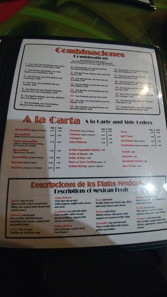 Menu at Margarita's Mexican Restaurant 3, Florence