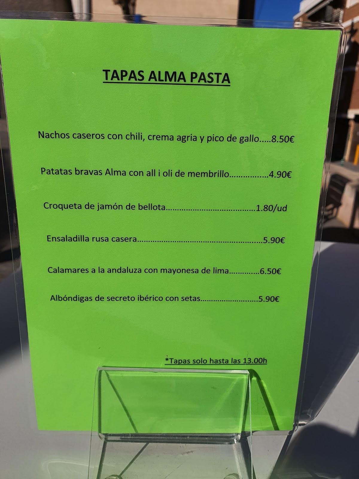 Carta De Restaurante Alma Godella