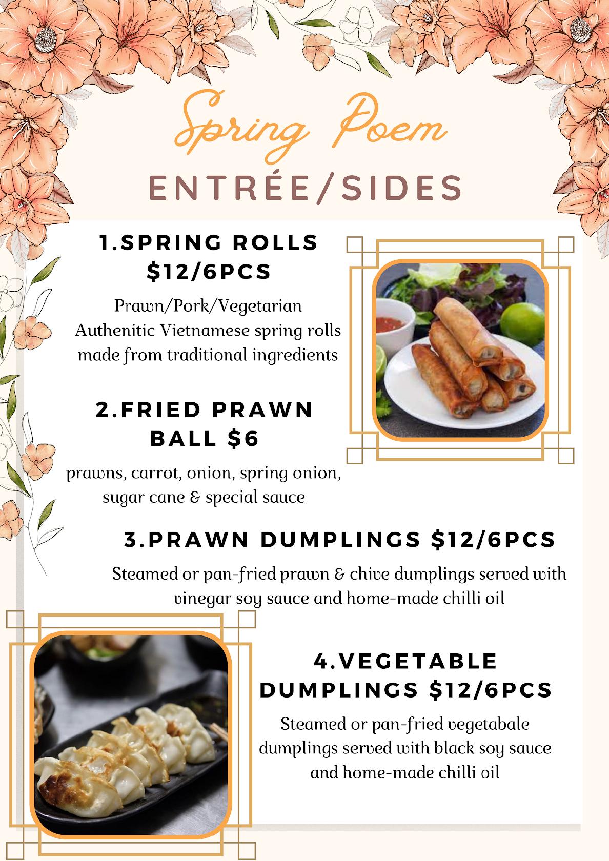 Restaurante SPRING POEM CUISINE, Morwell - Carta del restaurante y ...