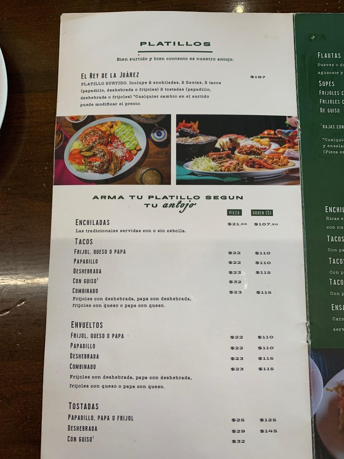 Carta del restaurante Taquería Juárez, San Nicolás del los Garza