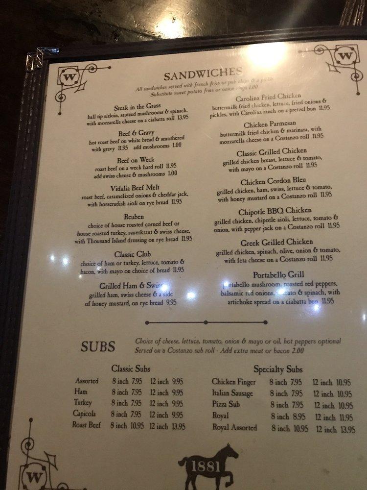 Menu at Wallenwein's Hotel pub & bar, East Aurora