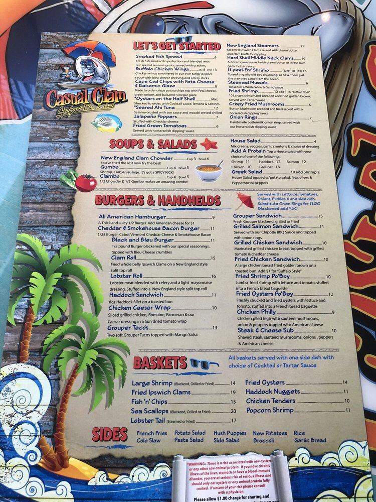 Menu at Casual Clam Seafood Bar & Grill, Saint Petersburg, Dr M.L.K. Jr