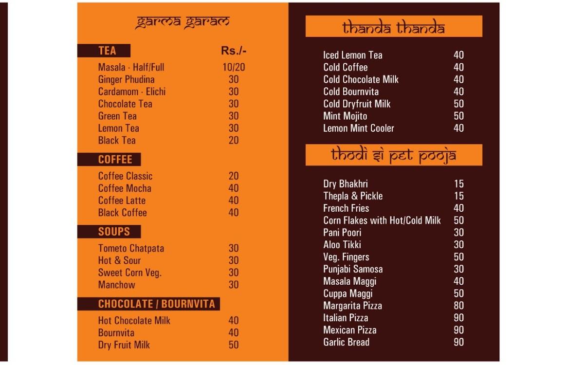 Chaikitli menu