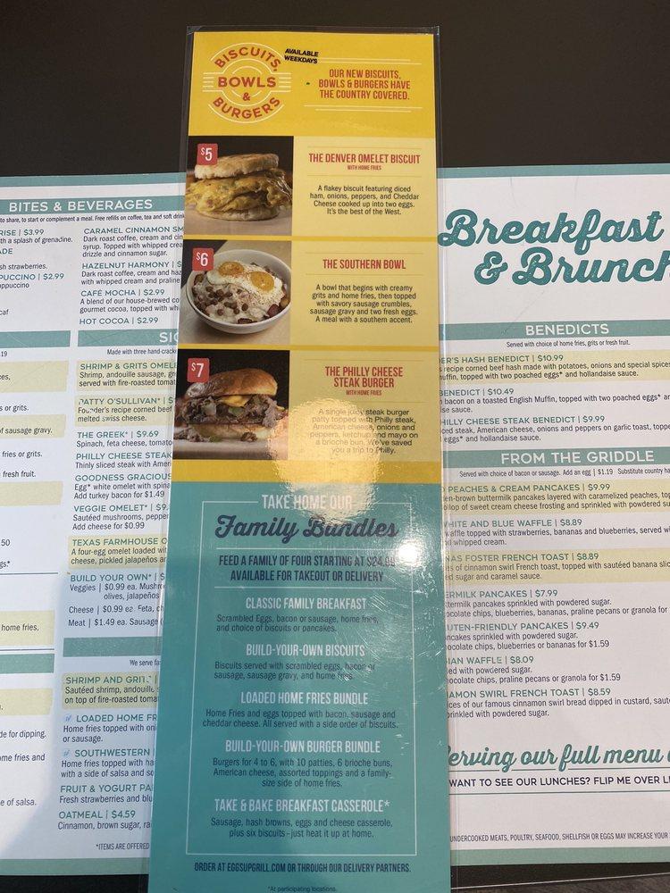 Menu at Eggs Up Grill restaurant, Charleston, W Ashley Cir