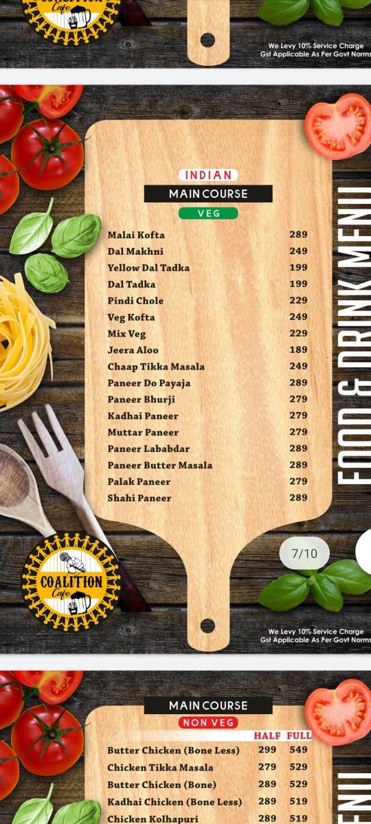 Coalition Cafe menu