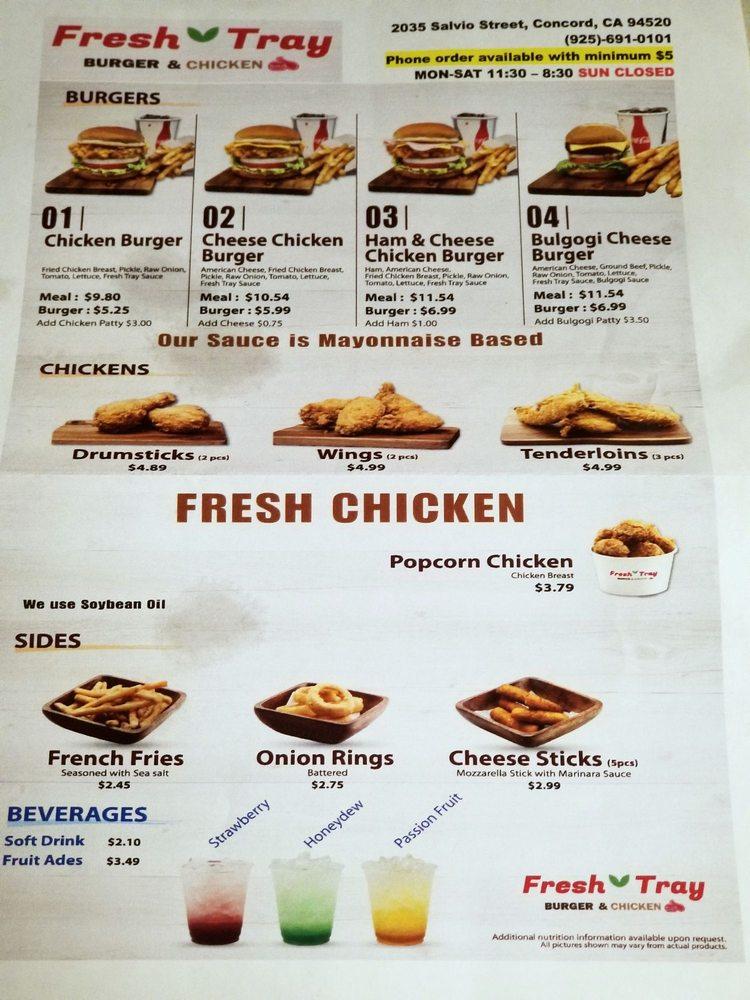 Fresh Tray Menu Concord CA 94520