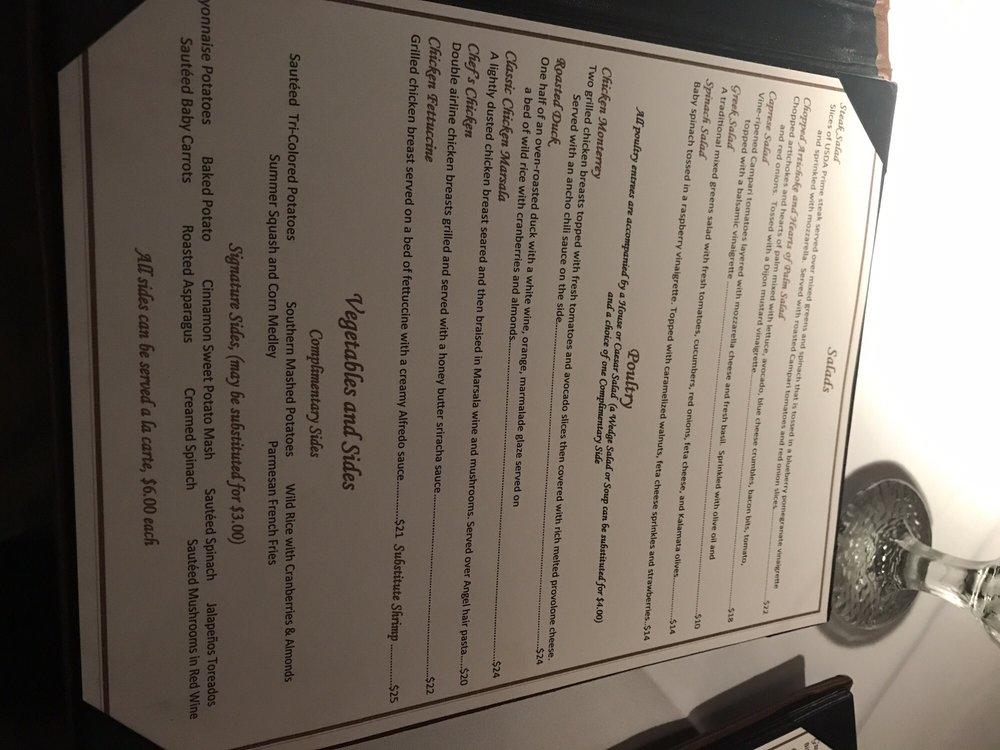 Menu at The Patio on Guerra steakhouse, McAllen