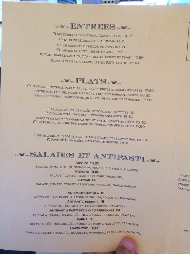 Menu at La Place Royale restaurant, Paris, 2 Bis Pl. des Vosges