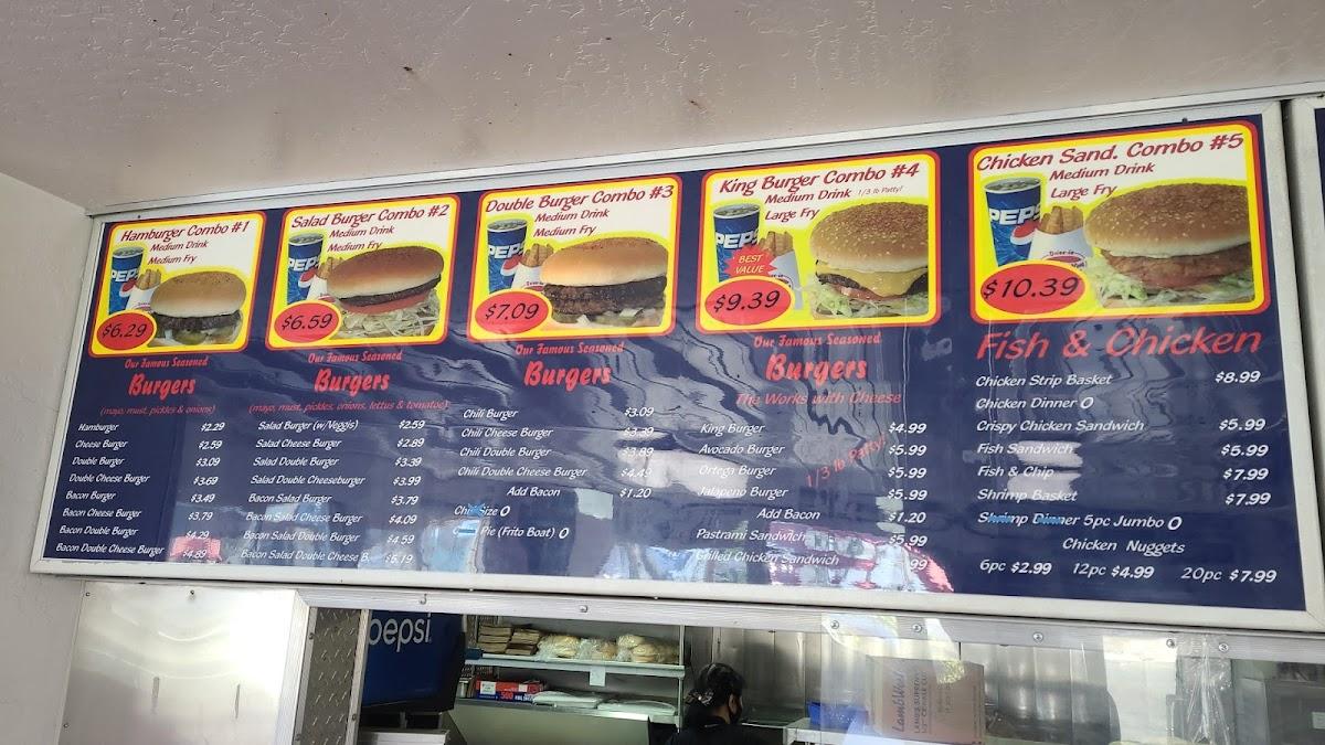 Menu at Root Beer King restaurant, Lamont, Main St