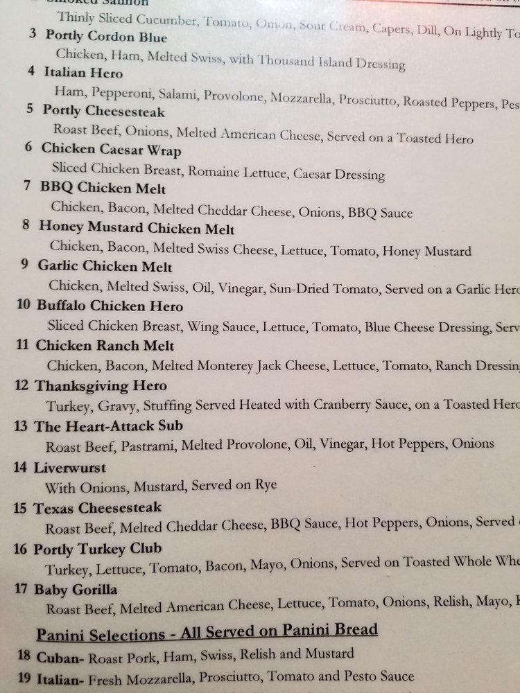 Menu at Portly Villager pub & bar, Sayville