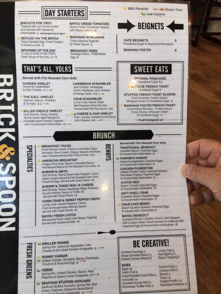 Menu at Brick and Spoon Pigeon restaurant, Pigeon