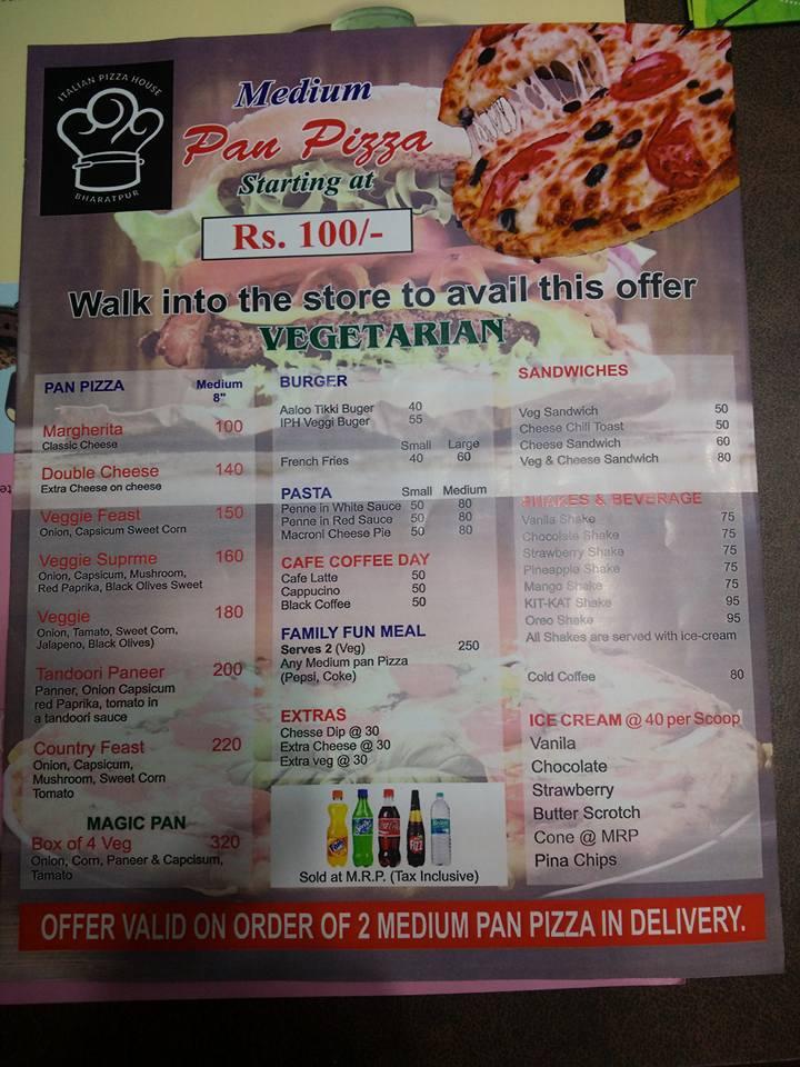 Menu at Italian Pizza House, Bharatpur, NH11