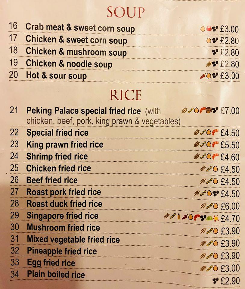 Menu At The Peking Palace Fast Food Swanscombe