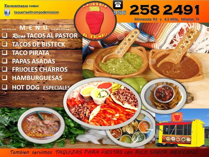 Menu at Taqueria El Trompo de Mission restaurant, Mission