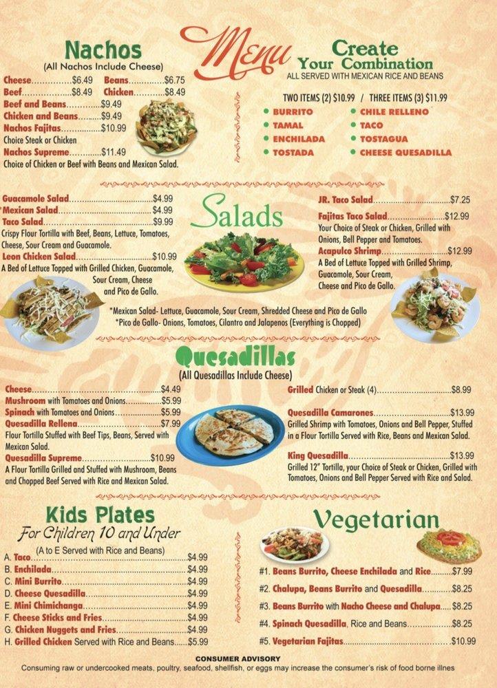 Menu at Casa Leon restaurant, Jacksonville, Mayport Rd