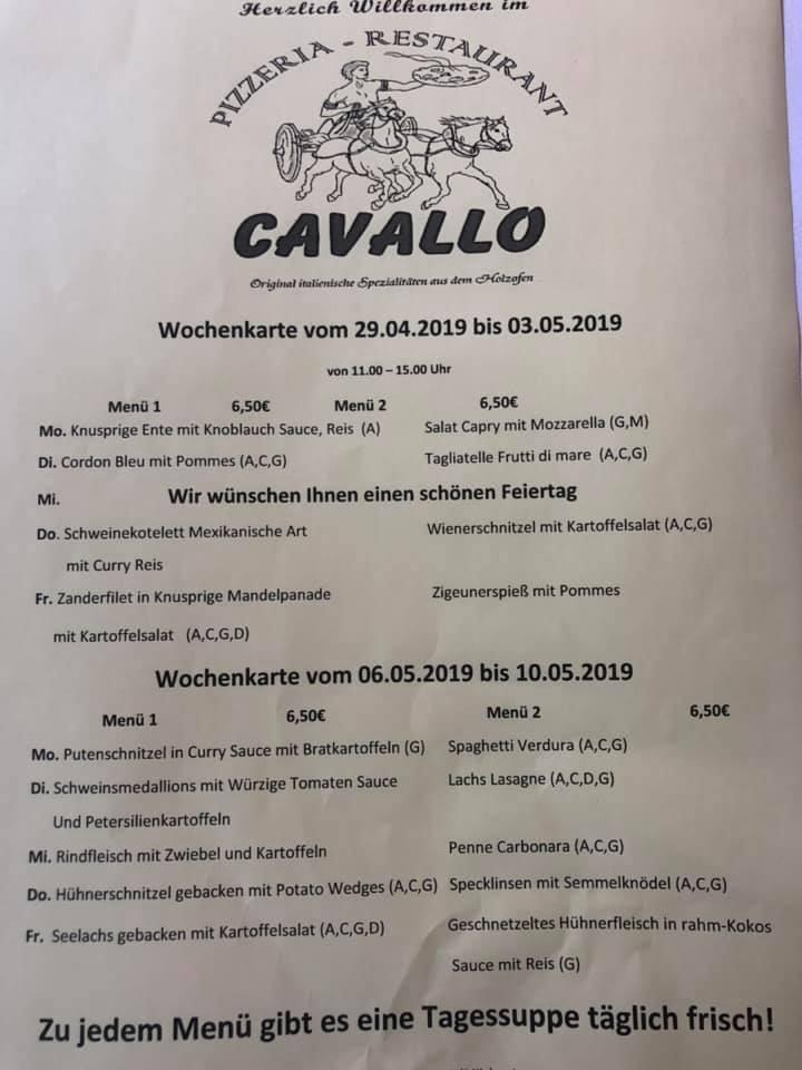 Speisekarte von Pizzeria Cavallo, Wien, Linzer Str. 182