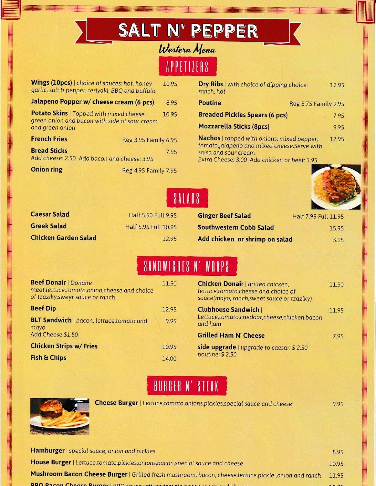 Menu at Salt N' Pepper Western & Asian Cuisine (Breton AB) restaurant