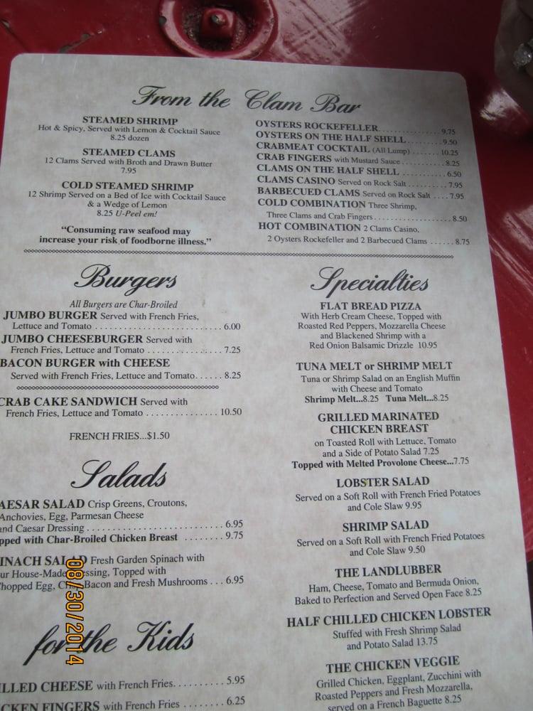 Menu at The Lobster House restaurant, Cape May, 906 Schellengers Landing Rd