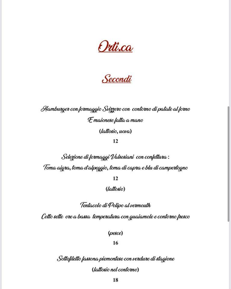 Menu di Ristorante Ca Dal Cüsu 