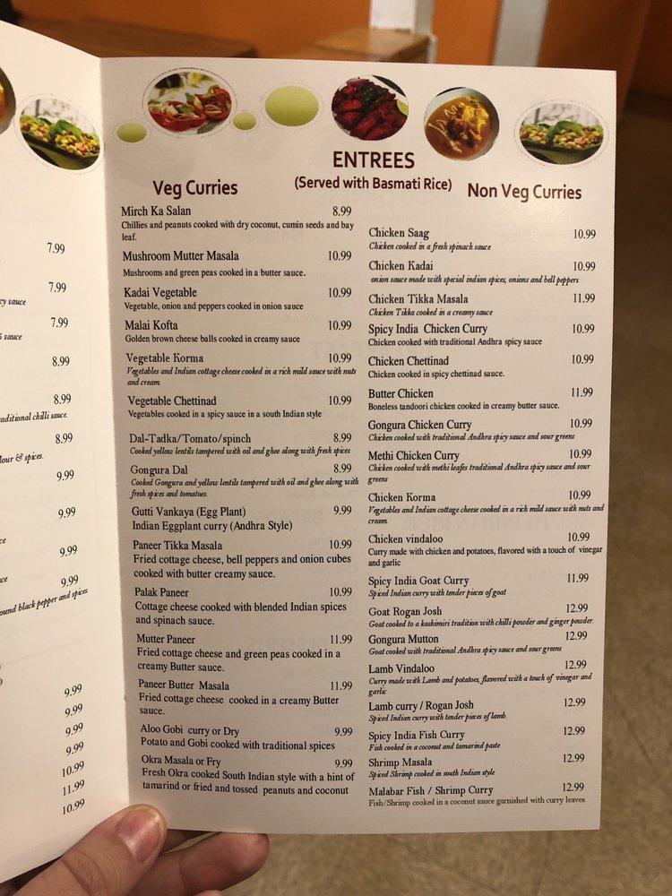 Carta del restaurante Spicy India, Abilene, 243 W Stamford St