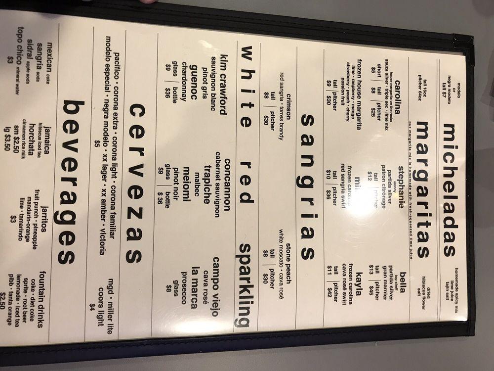 Menu at Tacos el norte restaurant, Lake Bluff