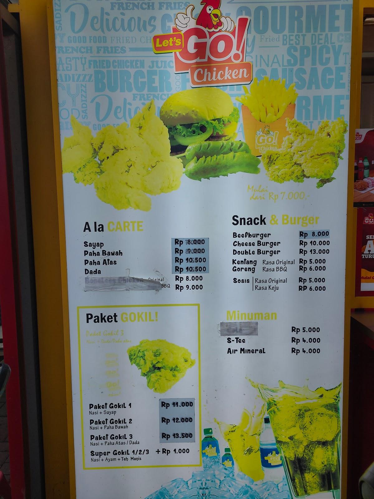 Menu at Go! Chicken restaurant, Surabaya