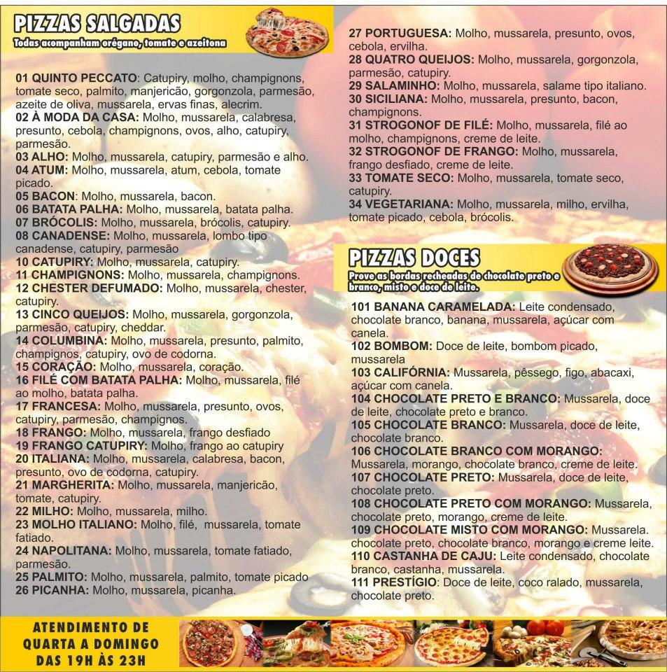 Menu em Quinto Peccato pizzaria, Bento Gonçalves