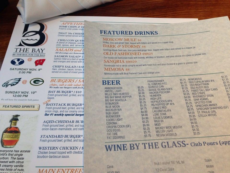 Menu at The Bay Restaurant, Whitefish Bay