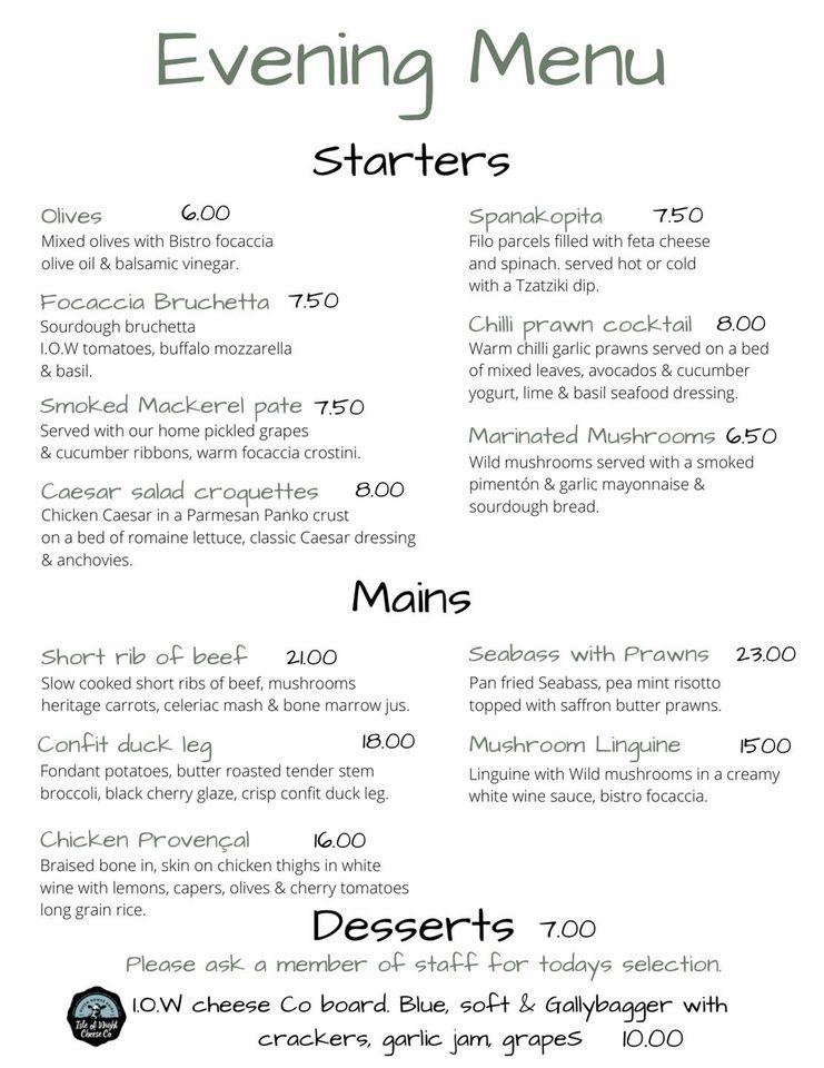 Menu at The Kitchen@London House restaurant, Ventnor