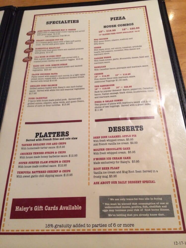 Menu at Haley's Sports Bar & Grill, Friday Harbor