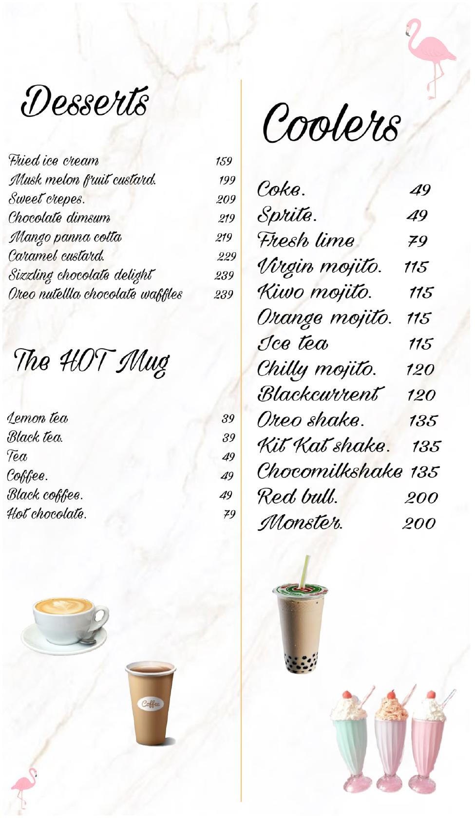 Menu at Cafe Aura, Bengaluru