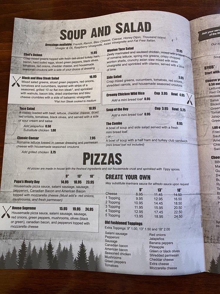 Menu at Tippy Canoes pub & bar, Osceola