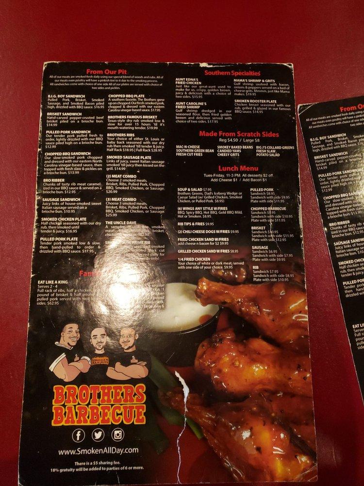 Menu At Brothers BBQ, New Windsor