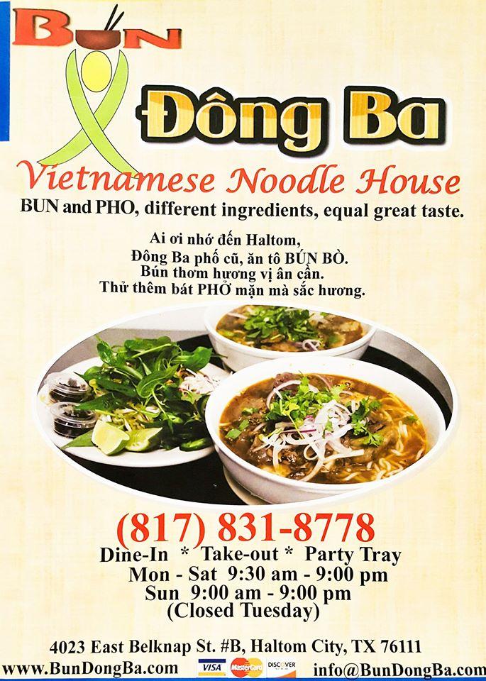 Menu at Bun Dong Ba - Vietnamese Noodle House restaurant, Haltom City ...