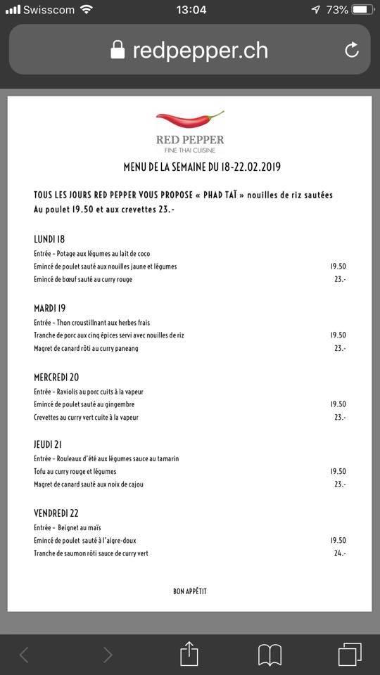 Menu at Red Pepper, SaintBlaise