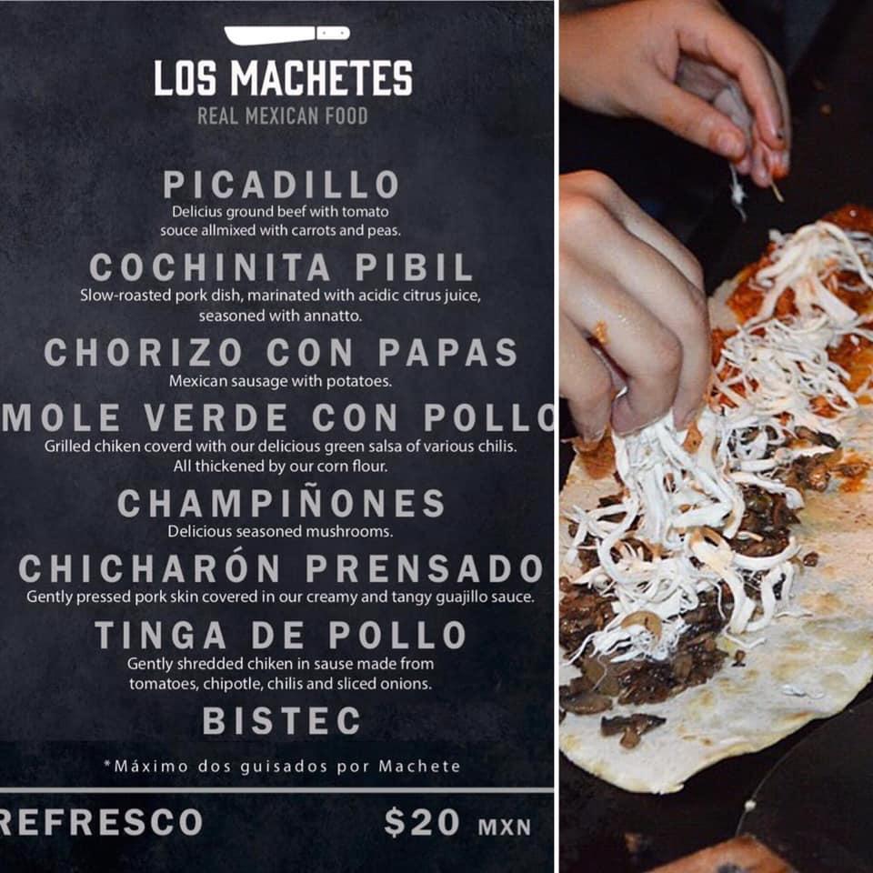 Menu at Los Machetes Public Market, Playa del Carmen